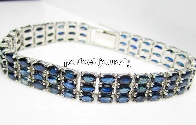 Сапфировый Браслет,, браслет-цепочка, идеальные ювелирные изделия, настоящие и натуральные сапфировые синие драгоценные камни, 0.6CT* 75 шт, драгоценные камни#14090921