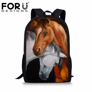 

FORUDESIGNS School Bag for Teenager Girls Primary Students Schoolbag Cool War Horse Children Book Bag Boys Vintage School Bag