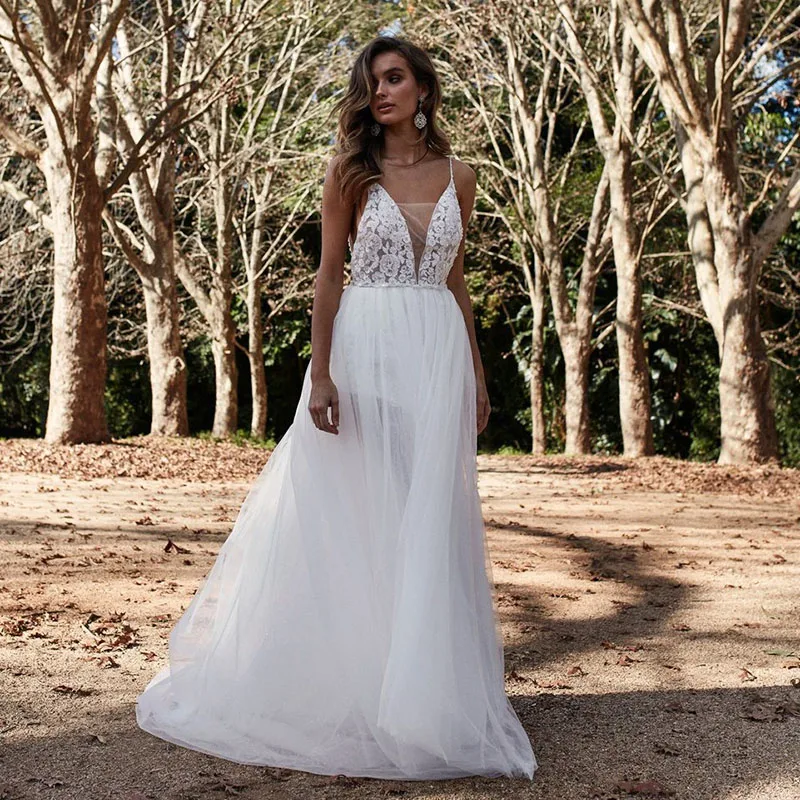 

Verngo Appliques Tulle Evening Dress Sexy V-neck Formal Dress Backless Custom Size Evening Gown Robe De Soiree