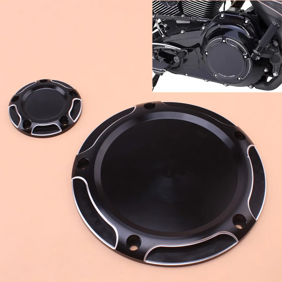 Motorcycle Derby Cover & Timing Timer Cover 5 Holes Cover Beveled Black