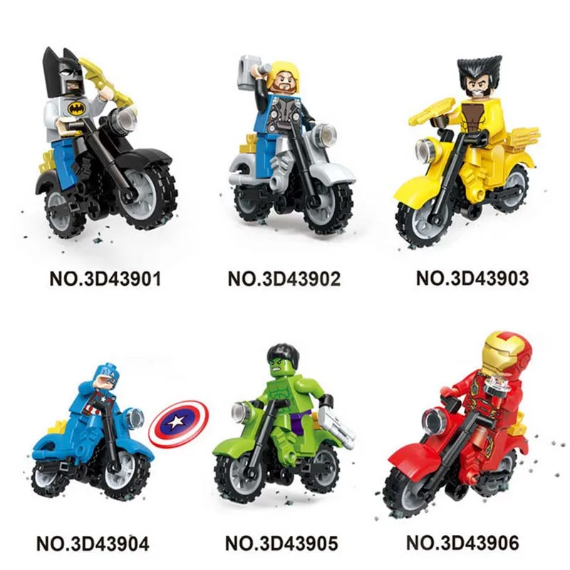 legoing Sale Spiderman Iron Ant Man Figure Motorcycle Super Hero Model Cap Black Panther Building Blocks Set Model Kits JM126