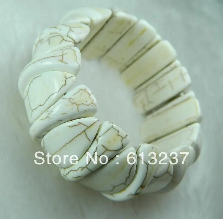 hot new Fashion Style diy 10-24mm 8-27mm White Turkey calaite stone Jewellery Bracelet 7.5'' MY4674 | Украшения и
