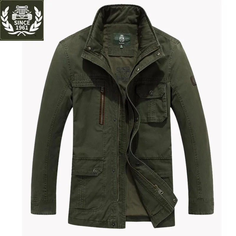 ZHAN DI JI PU Brand Clothing Multi pockets Army Men Jacket Plus Size ...