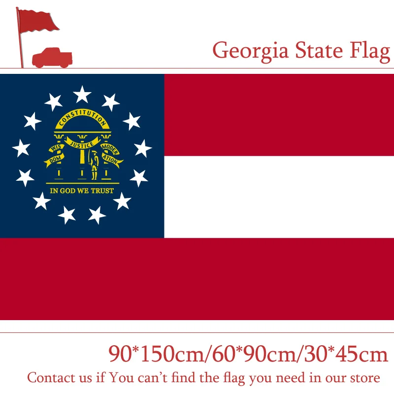 

Free shipping Georgia State Flag 60*90cm 3x5ft Polyester Banners with Metal Holes 150*90cm 30*45cm Car Flag