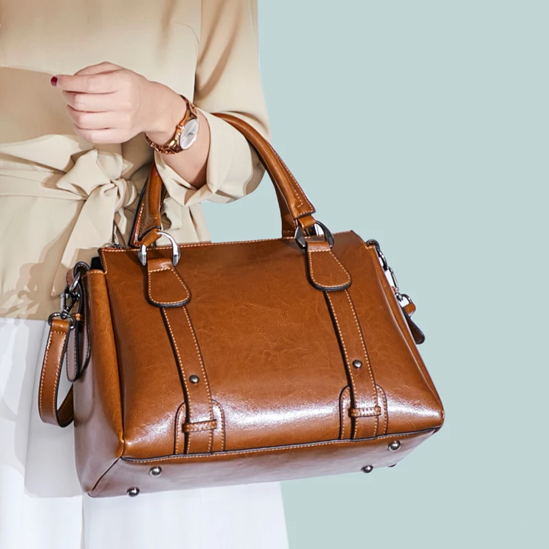 

Women Bag Vintage Handbag Casual Tote Fashion Women Messenger Bags Shoulder Top-Handle Purse Wallet Leather 2018 New Brown Red