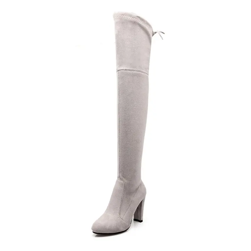 Ботинки с зауженным мысом из искусственной замши Привлекательные женские снегоходные ботинки выше колена модные женские зимние высокие сапоги обувь женские#Y1159855F