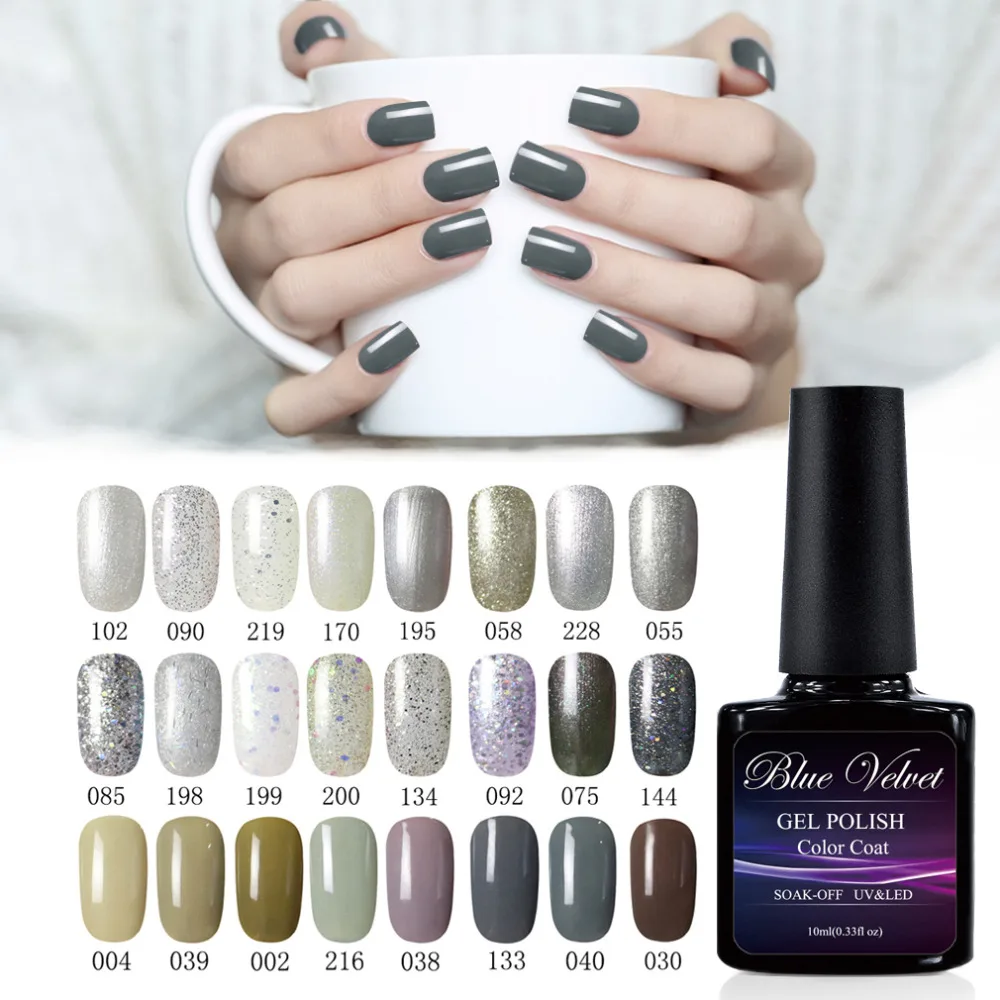 blue velvet 10ml blue/ grey series soak off gel nail polish choose