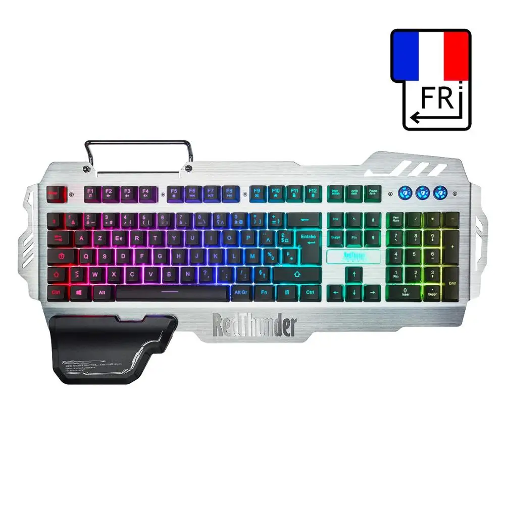 Игровая клавиатура RedThunder K900 RGB, механическая, похожая на русский, испанский, французский, многоязычная, металлический чехол для планшетного компьютера - Цвет: FR Layout