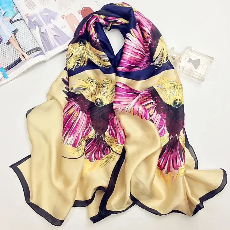 2018 шифоновый шарф женский шелковый шарф весна-осень Лидер продаж шелк женская летняя обувь эмуляции структуры полиэстер солнцезащитный