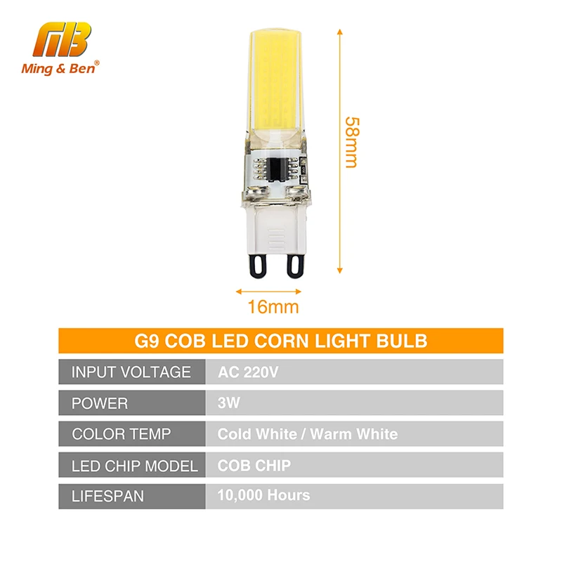 5 шт. G9 COB светодиодный светильник-кукуруза 3 Вт AC220V без мерцания Точечный светильник люстра Высокое качество люстра светильник Замена 20 Вт галогенная лампа