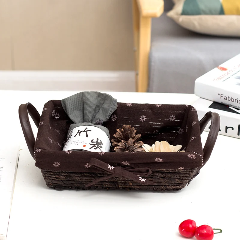 

Table storage boxes small imitate rattan woven baskets storage key basket snack candy dish straw basket for storage in hallway
