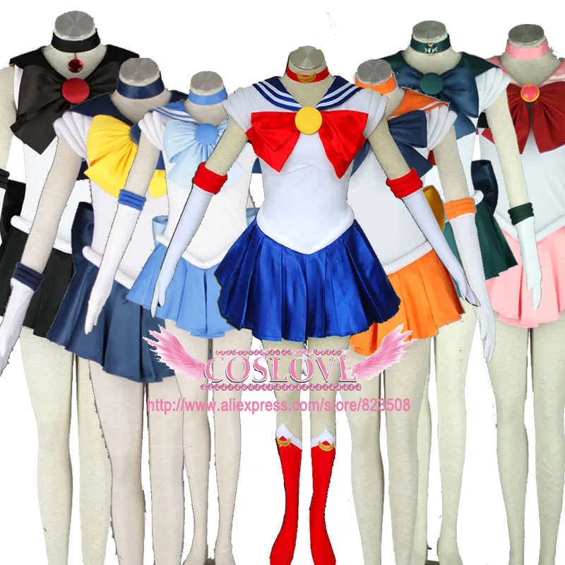 

High Quality Stock Custom Made Blue Sailor Moon Mercury 1th Cosplay Costume from Sailor Moon Anime For Christmas 10 Color