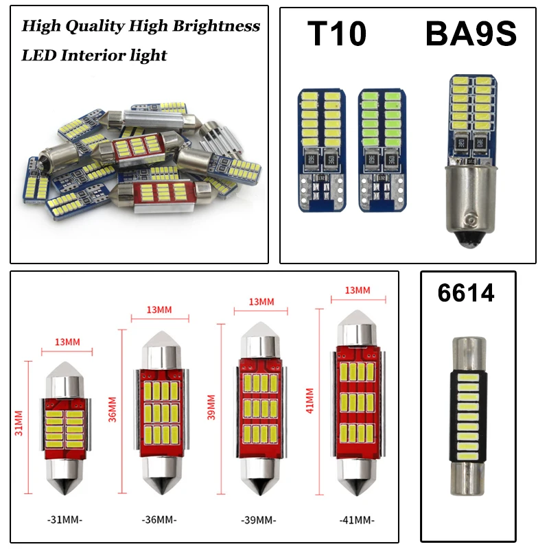 11 Pcs White Canbus led Car interior lights Package Kit for Toyota Corolla 2003- led interior Dome lights