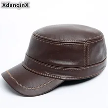 XdanqinX мужская плоская кепка шляпа из натуральной кожи новинка осень зима мужские кожаные кепки армейские кепки регулируемый размер бренды s