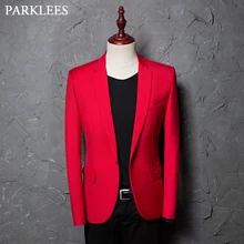 Повседневное красное платье Blzaer куртка для мужчин на одной пуговице с отворотом певица костюмы костюм Блейзер Обычная посадка сценическая одежда Jaquetas Ho для мужчин