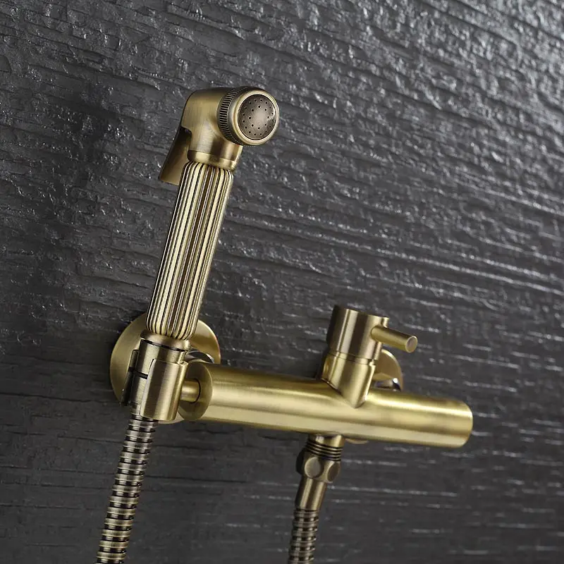 

European style Bronze All copper bidet shower sprayer cover faucet toilet portable spray seat nozzle cleaner Cold and hot water