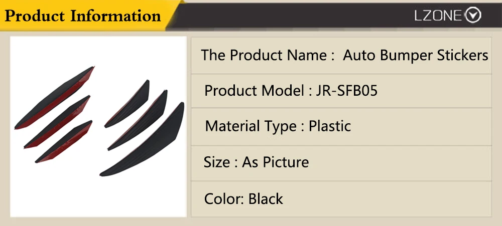 Lzone-температура 6 шт./компл. Универсальный Fit переднего бампера сплиттер плавники тела спойлер Canards Вале автомобильного тюнинга Canard SFB05