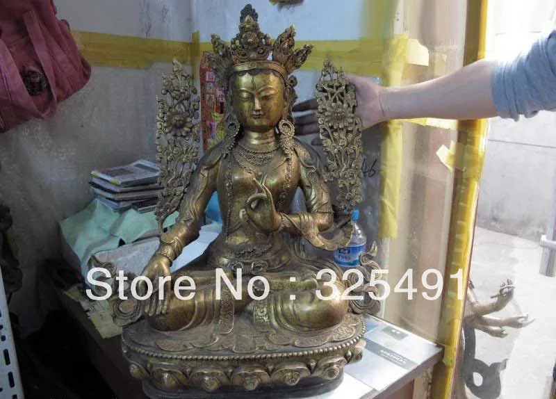 

Tibet folk buddhism bronze copper gild White tera kwan-yin bodhisattva Statue z