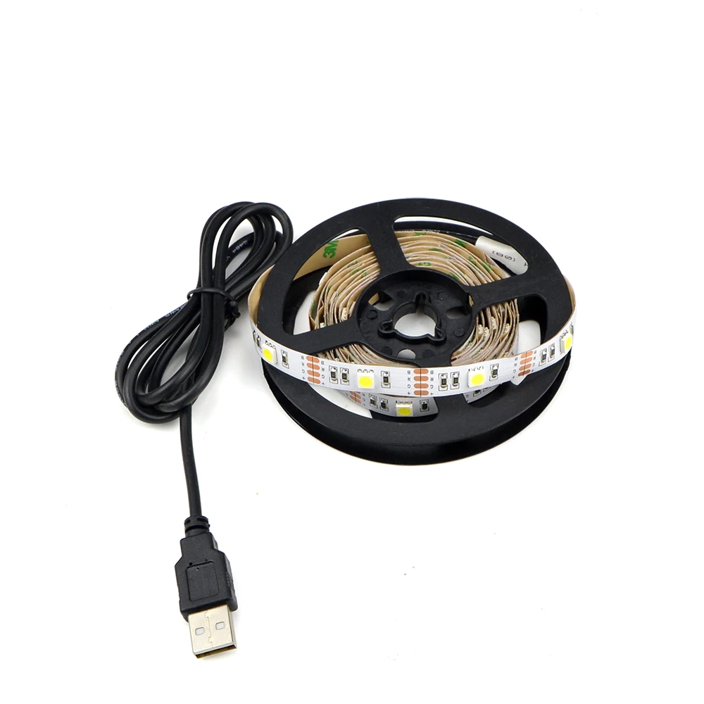 Водостойкая Лента USB RGB источник питания Светодиодная лента 3528/5050 SMD 50 100 200 см DC 5 В для ТВ фоновый светильник ing Book светильник