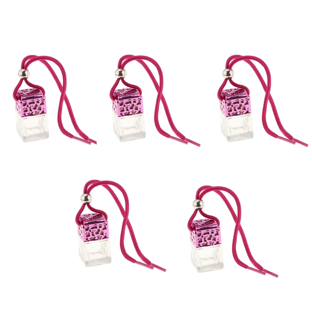 5 Pieces Car Perfume Bottle Car-styling Air Freshener for Essential Oils Perfume Pendant Hanging Glass Bottle Auto Ornament
