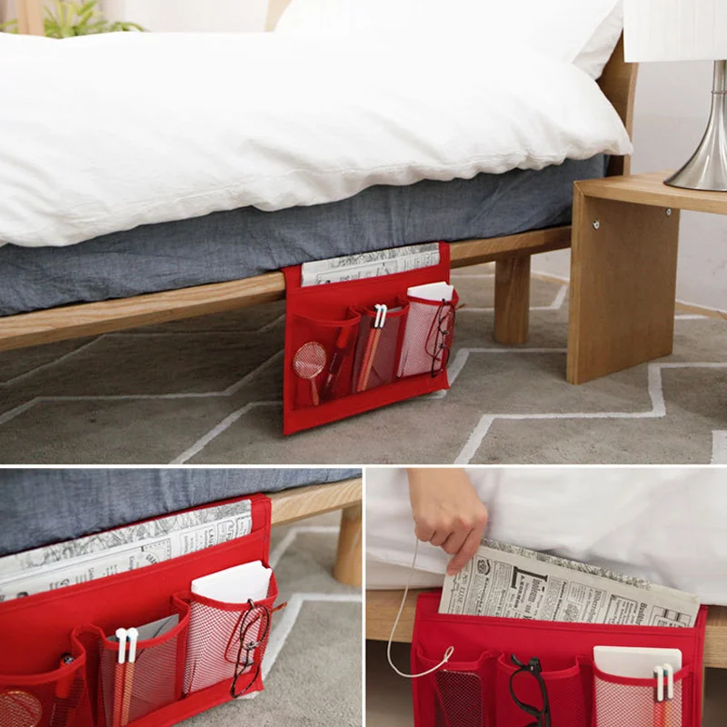 

Bedside Storage Bag Sundries Haging Storage Organizer Case with 4 Pockets for Books Phone TB Sale