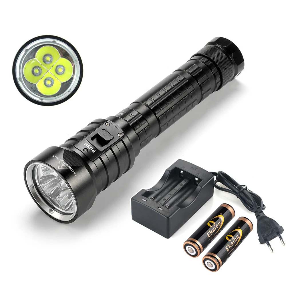 

hot DX4S (Upgraded from DX4) XM-L U2 LED Diving Flashlight Torch Brightness Waterproof 100m White / Yellow Light led Torch kit