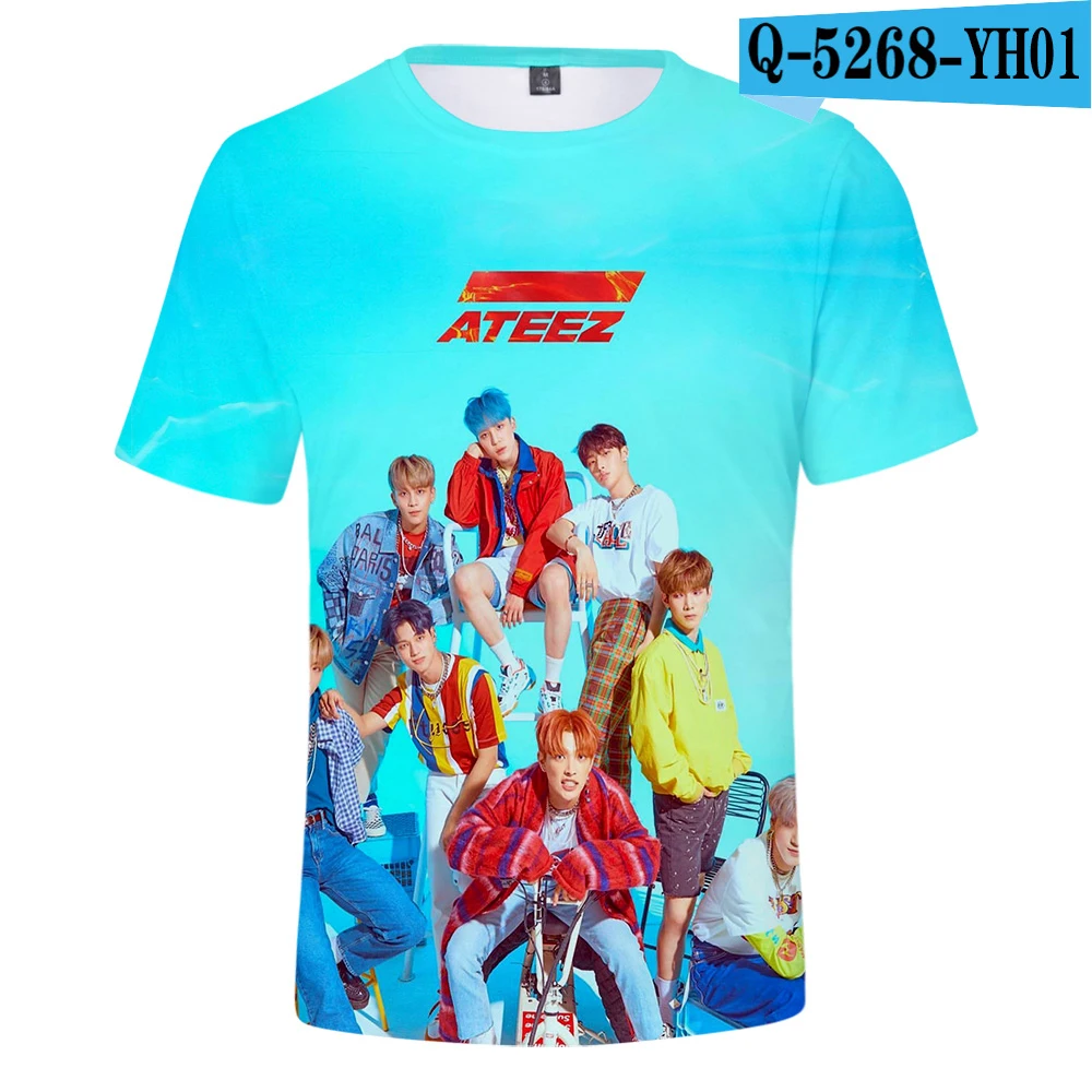 ATEEZ 3D Новые повседневные футболки Женская и мужская летняя одежда K pop Harajuku горячая Распродажа футболка с коротким рукавом плюс размер 4XL Футболка - Цвет: 3D