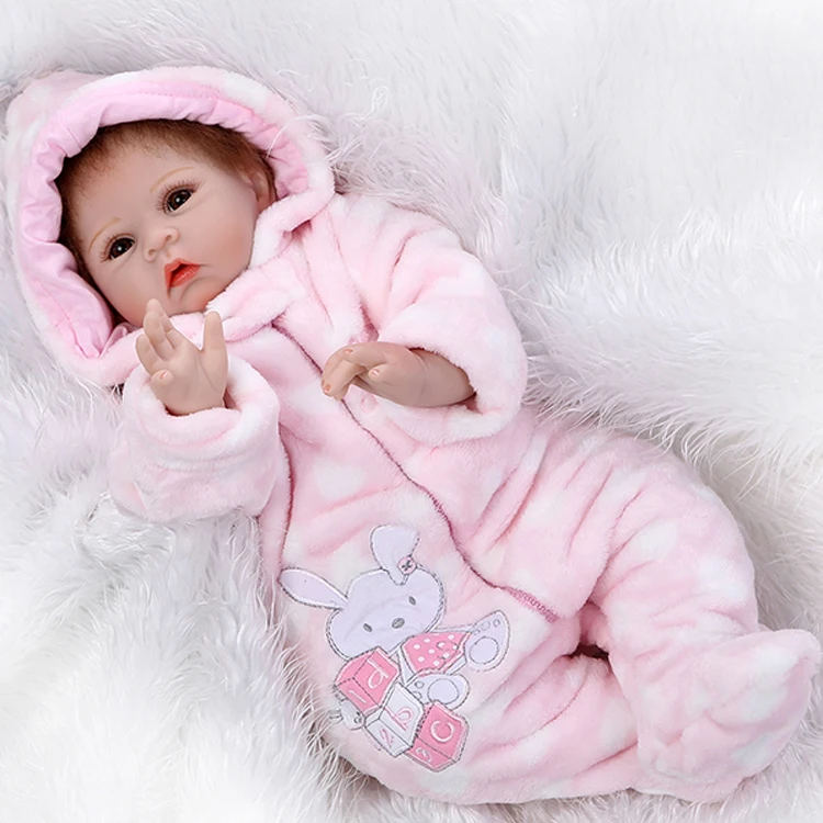 

Slicone reborn dolls 22" newborn baby with winter outfit silicone baby dolls girls bebe gift reborn realista boneca