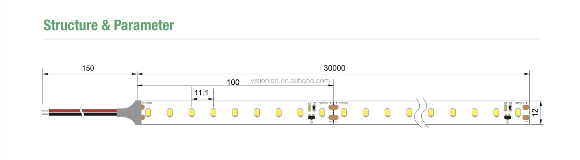 36V постоянный ток светодиодный гибкий свет полосы, 10 m, 20 m, 30m рулон