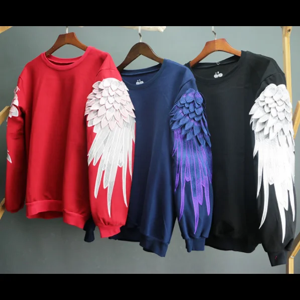  Parents and Children Hoodies New Fashion Wings Embroidery Men and Women Couple Clothing Sweatshirts