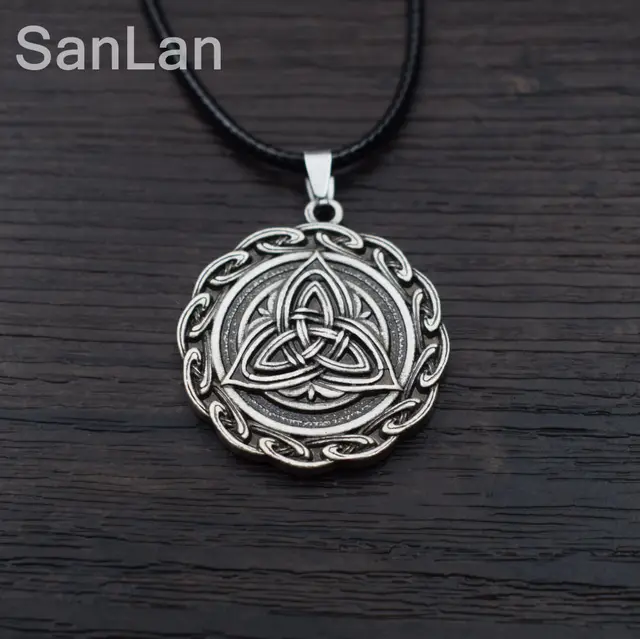 Trinity Knot Engraved Grey Stone Celtic Love Knot Symbol pendant