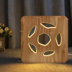 Творческий Футбол Дизайн Деревянный светильник теплый свет USB мощность уникальный подарок комнаты освещение Декор