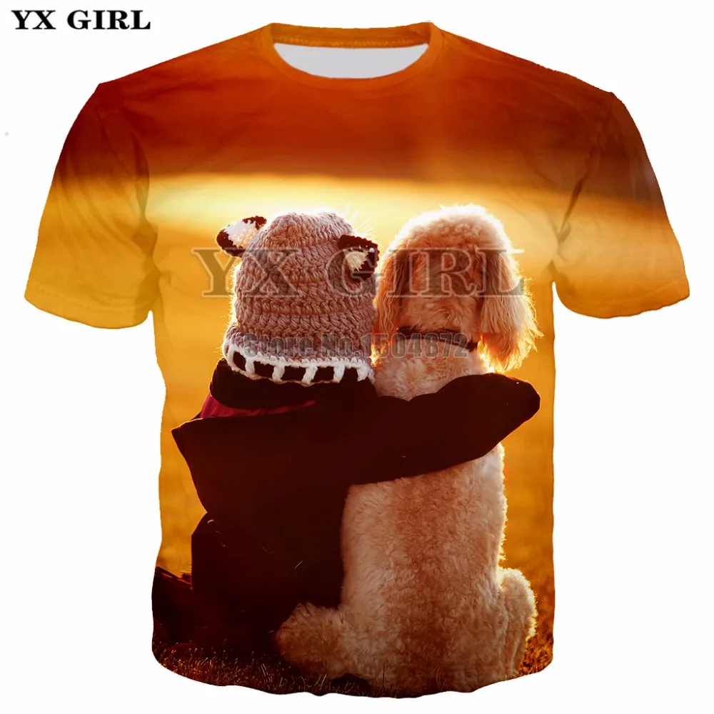 

YX Girl Harajuku Mens Tshirt 3d Dog Printed T shirt Animal Tshirts Men Casual Tshirt Tees Shirts Tops Plus size 5XL