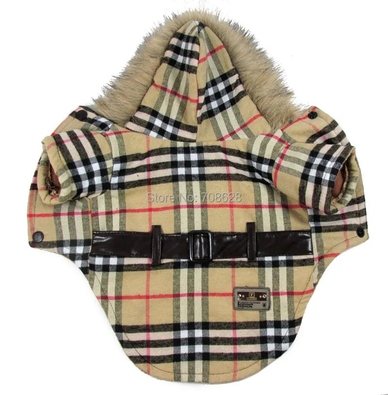 Yellow/Red Plaid Waist Coats For Pet Dog Winter Windbreaker Small Dogs
