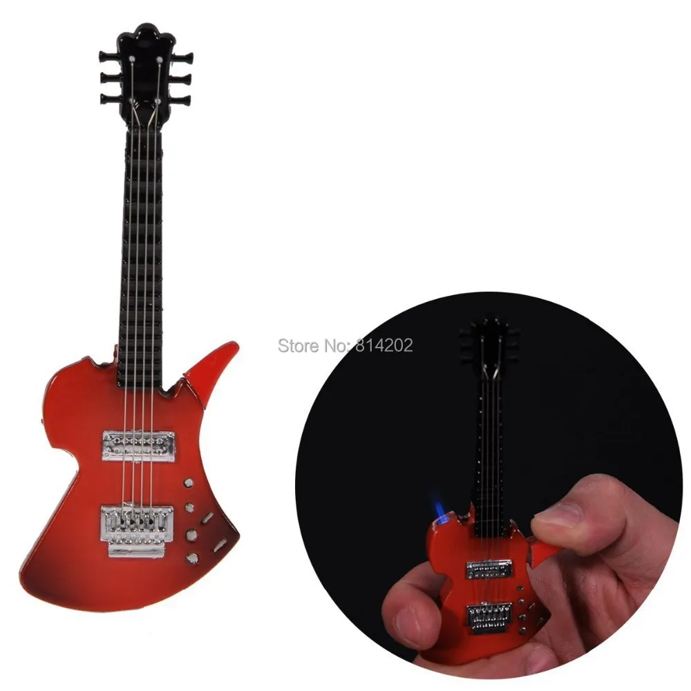 Novelty Guitar Metal Windproof Butane Lighter Jet Torch Gas Refillable
