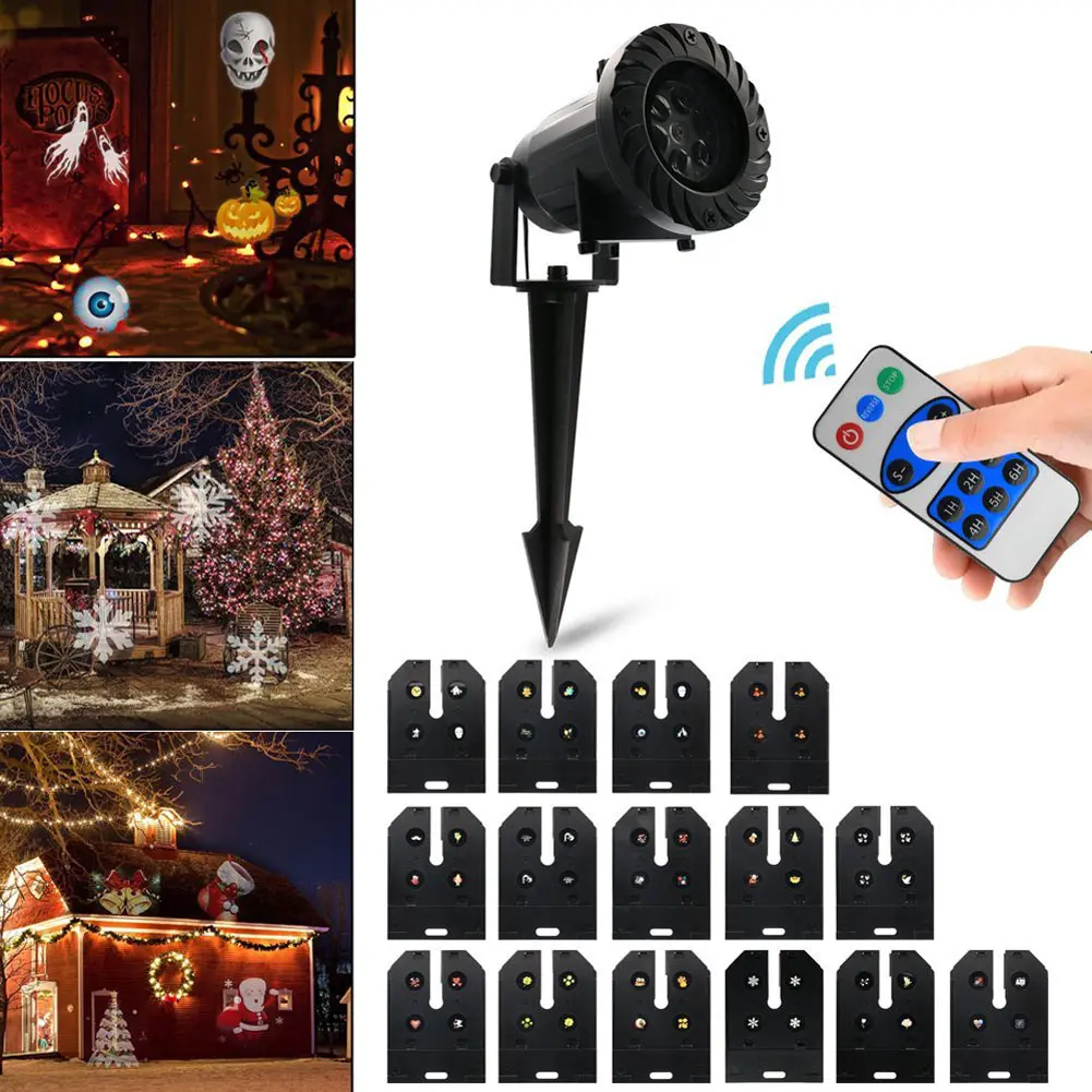 

15 Kinds Of Patterns Christmas Rotating Projector Spotlights AI88
