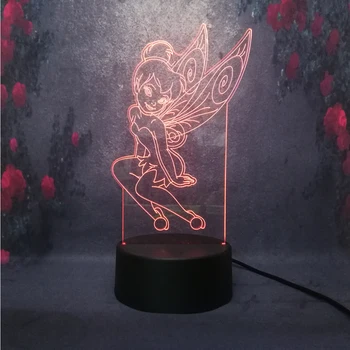

Beauty Elf Girl Tinker Bell LED charge Light Bulb 3D room Art Deco Night Light Sleep Lighting KID Birthday Party Display Lamps