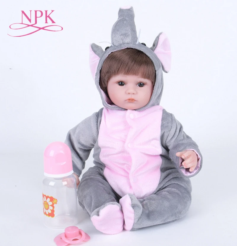 

17 Inch NPK Dolls Soft Silicone Reborn Baby Girl Dolls Adorable Lifelike Toddler Soft Cloth Body Reborn Doll Toys Kids Gift