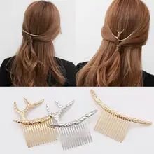 Elástica accesorios de bandas para el cabello sombrero creativo peinado de moda de aleación de Metal cuernos de ciervo canadiense Vintage peine con lazo de pelo accesorios 1 Uds