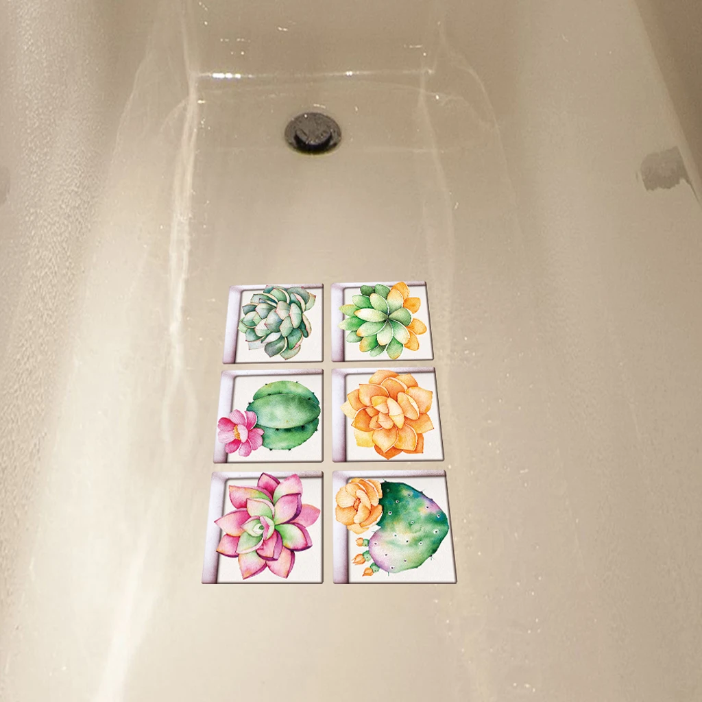 3D Effect Anti-slip Bathtub Stickers Ceramic tile Tub Tattoos Decals 6pcs Pack Waterproof Wall Sticker Multiple Use Home Decor