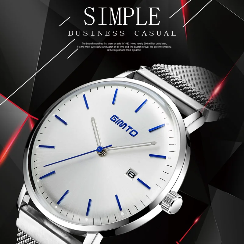 GIMTO Бизнес кварцевые мужские часы лучший бренд ультра тонкие стальные часы Роскошные мужские водонепроницаемые спортивные наручные часы Relogio Masculino