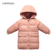 COOTELILI/80% пуховая парка; зимняя куртка для девочек; модная детская зимняя одежда для мальчиков; Длинная стильная теплая зимняя верхняя одежда