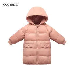 COOTELILI/80% пуховик, зимняя куртка для девочек, модная детская зимняя одежда для мальчиков, длинная стильная теплая зимняя верхняя одежда