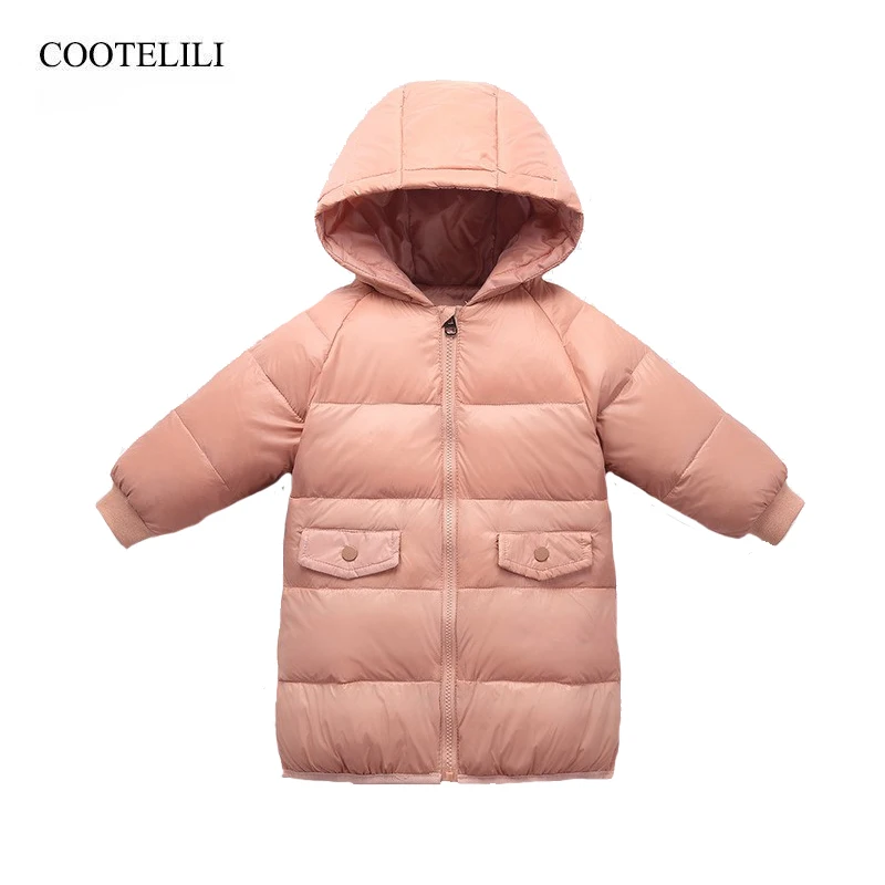 

COOTELILI 80% Down Parka Winter Jacket For Girls Fashion Children Boys Winter Clothing Long Style Warm Winter Outerwear