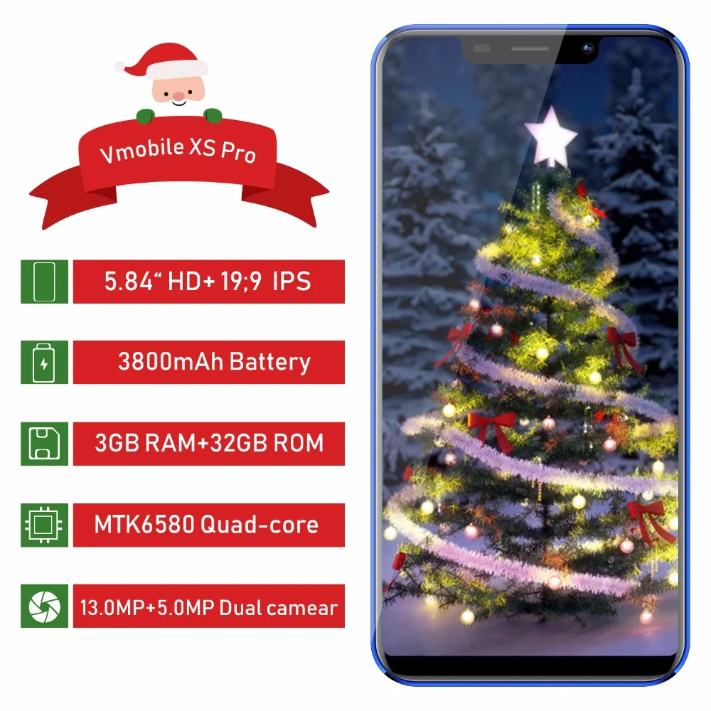 TEENO Vmobile XS pro Мобильный телефон Android 3 ГБ + 32 5 84 &quot19:9 HD экран 13 МП камера celular смартфон