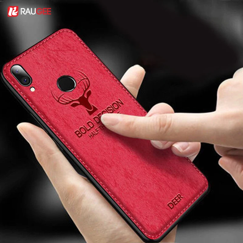 

Raugee Case For Huawei p Smart 2019 Case Fabric Soft TPU Silicone Bumper For Huawei P Smart Psmart 2019 P Smart Cover Deer Head