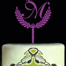 Блестящие индивидуальные инициалы м Свадебный торт Топпер, украшение для именинного торта, персонализированные Свадебный торт Топпер, монограмма свадебный торт Топпер