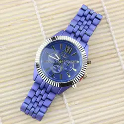 Высокое качество известная Марка Женева Для женщин роскошных часов Позолоченные матовая Цвет металла Женское платье Наручные часы