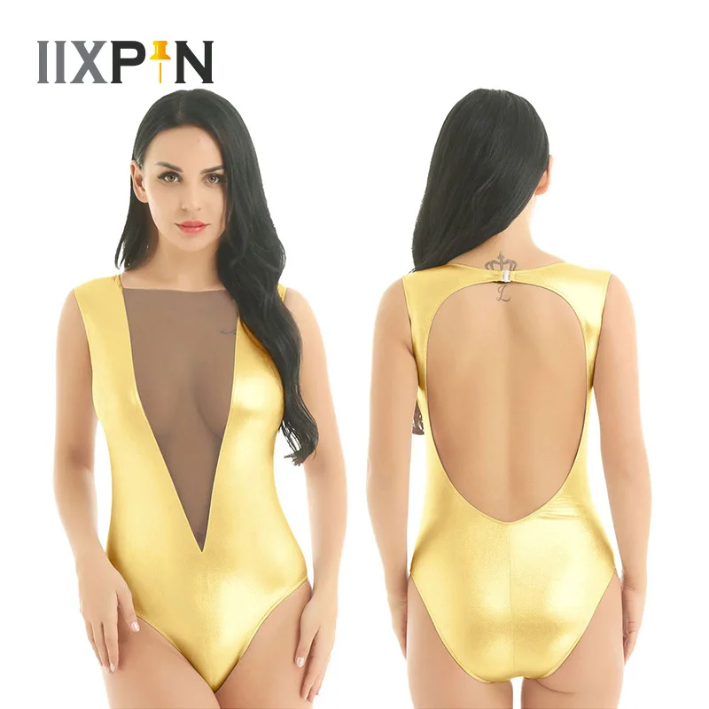 

Women Holographic Mesh Front Bodysuit Pole Dance Rave Costumes Sexy Exotic Lingerie One Piece Dance Club Wear Festival Clothing