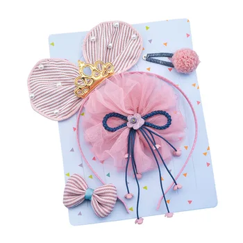

Sequins Girls Hair Accessories Princess Pearl Crown Hair Rope Chiffon Swan Flower Hairpin Mesh Bunny Ears Hairbands Combination